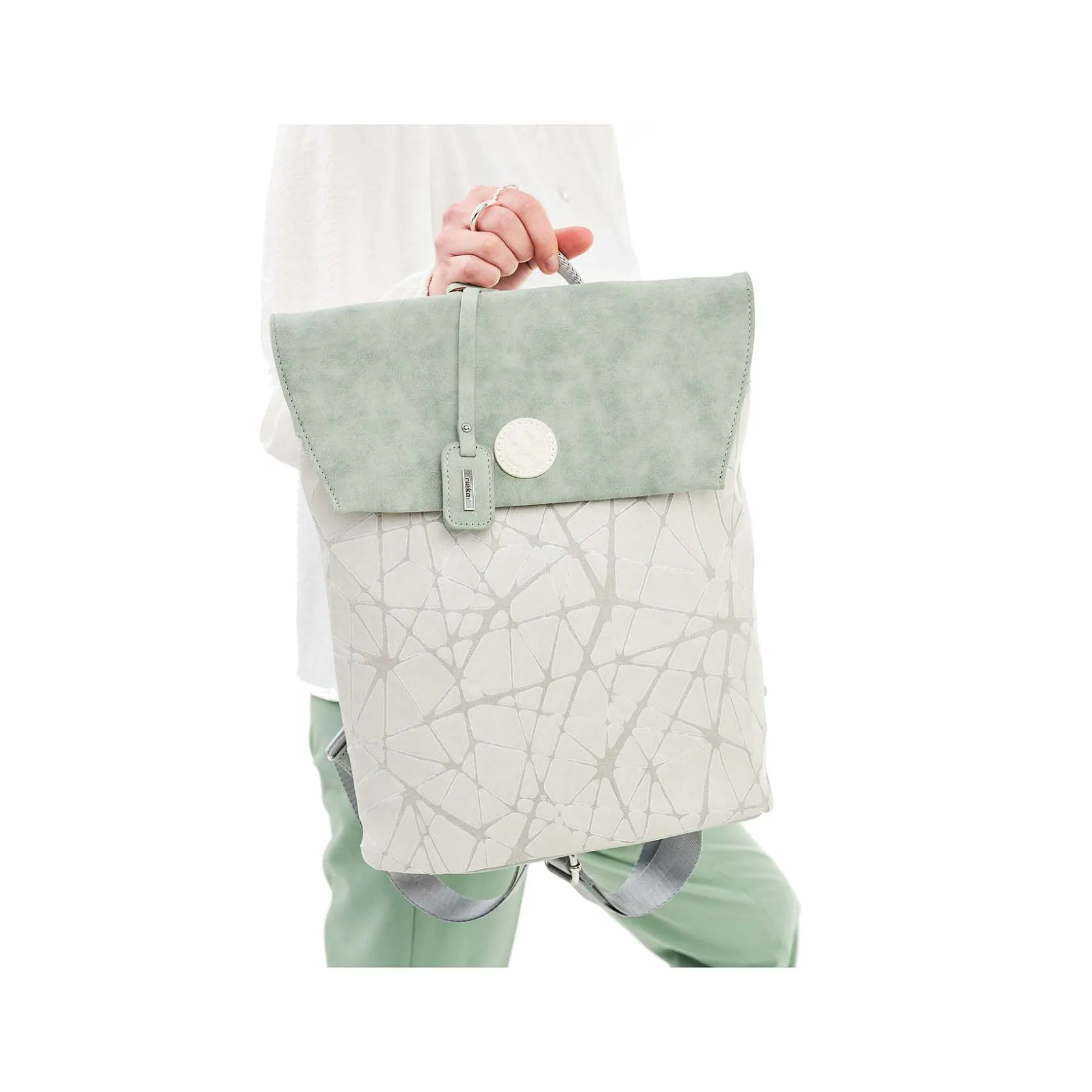 Rieker Bags-| Backpack Cream White-Mint Green