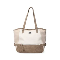Rieker Bags-| Shopper Pearl White-Nut Brown-Rose