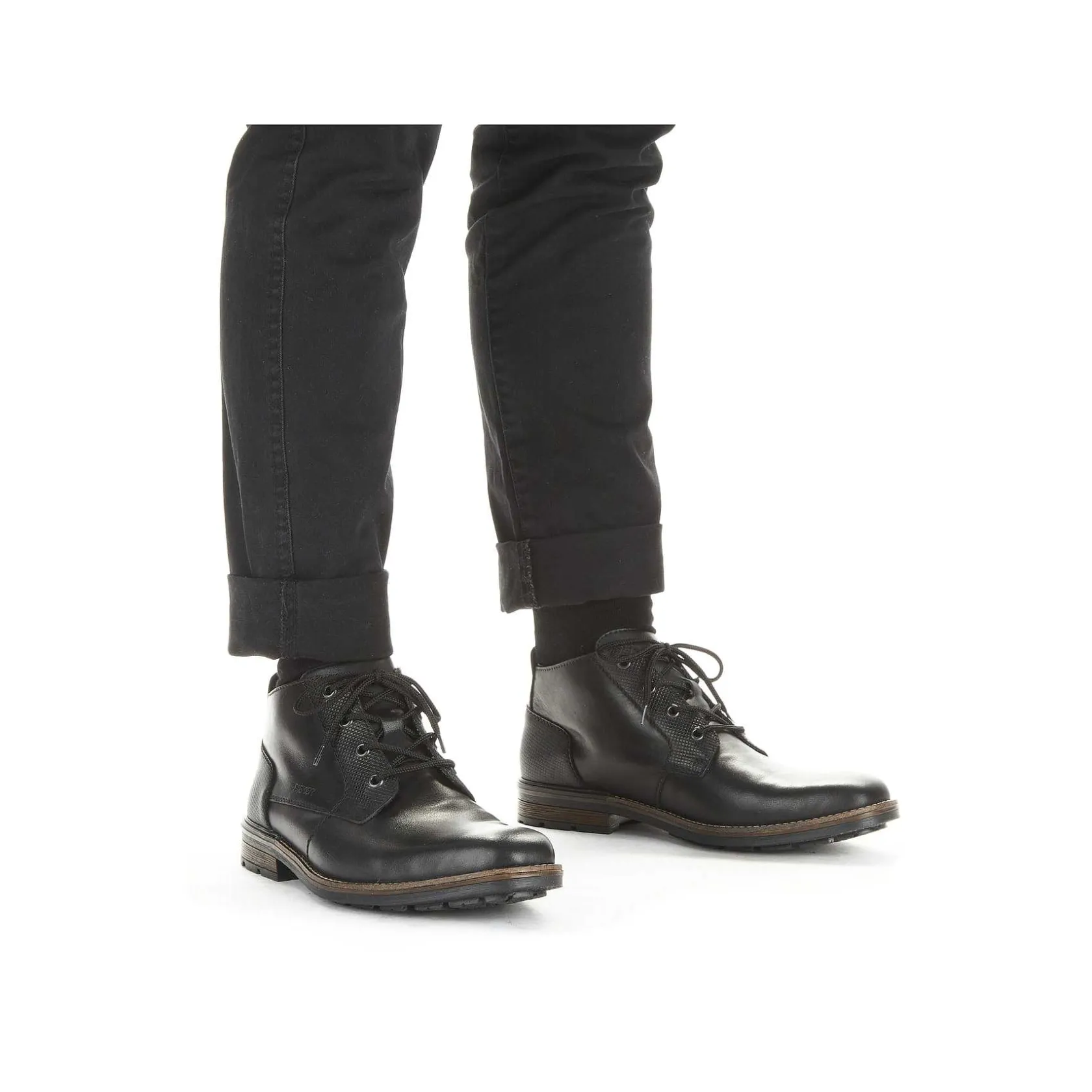Rieker Boots-Men'S Corded Boots, Glossy Black