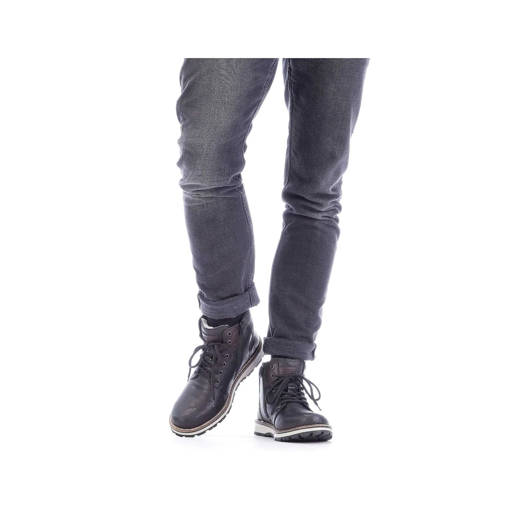 Rieker Boots-Men'S Corded Boots Asphalt Black