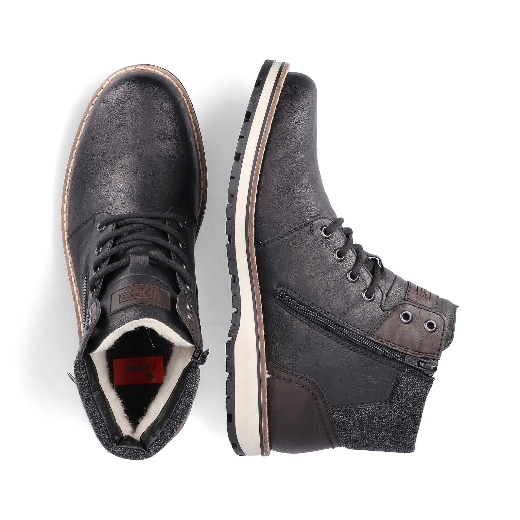 Rieker Boots-Men'S Corded Boots Asphalt Black