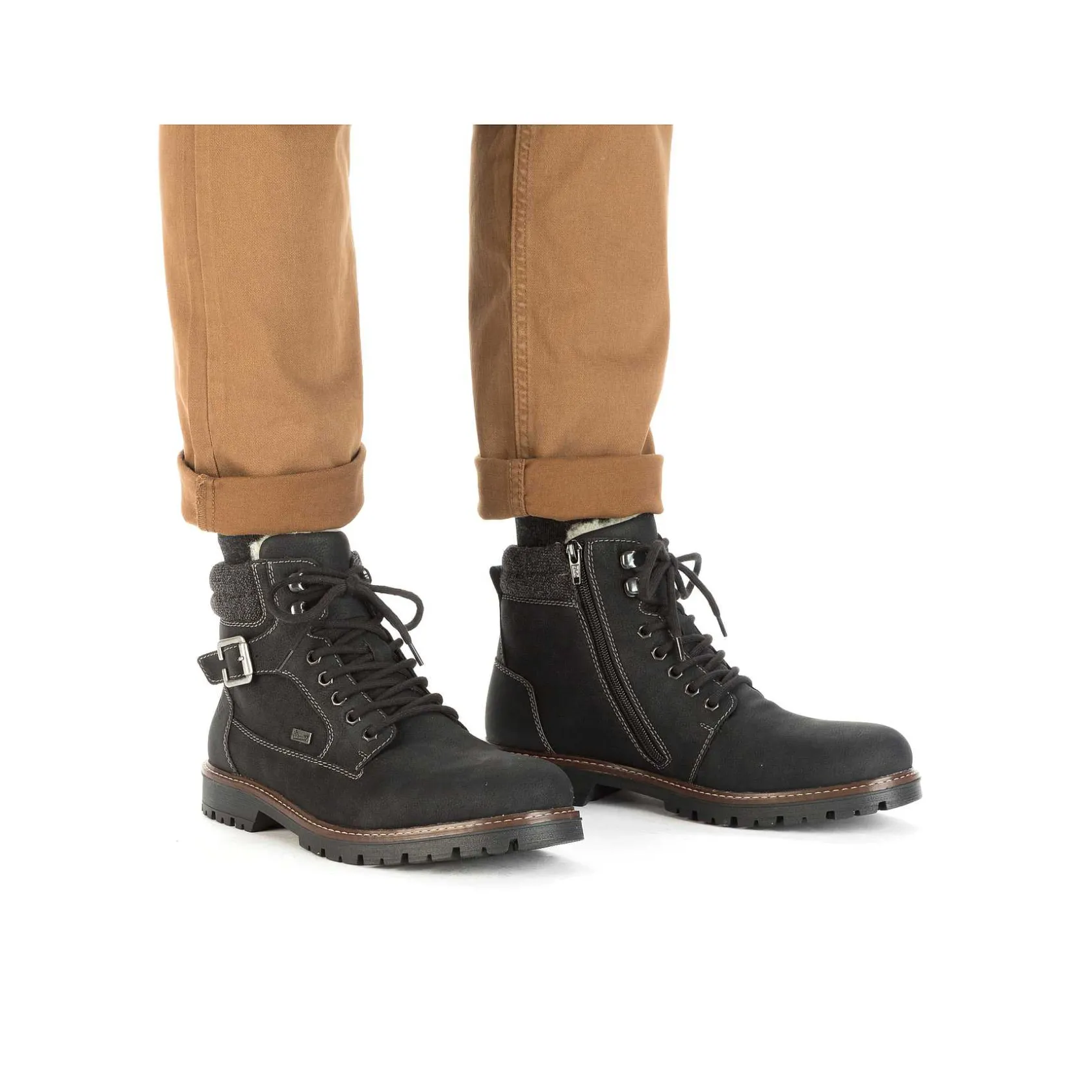 Rieker Boots-Men'S Corded Boots Asphalt Black
