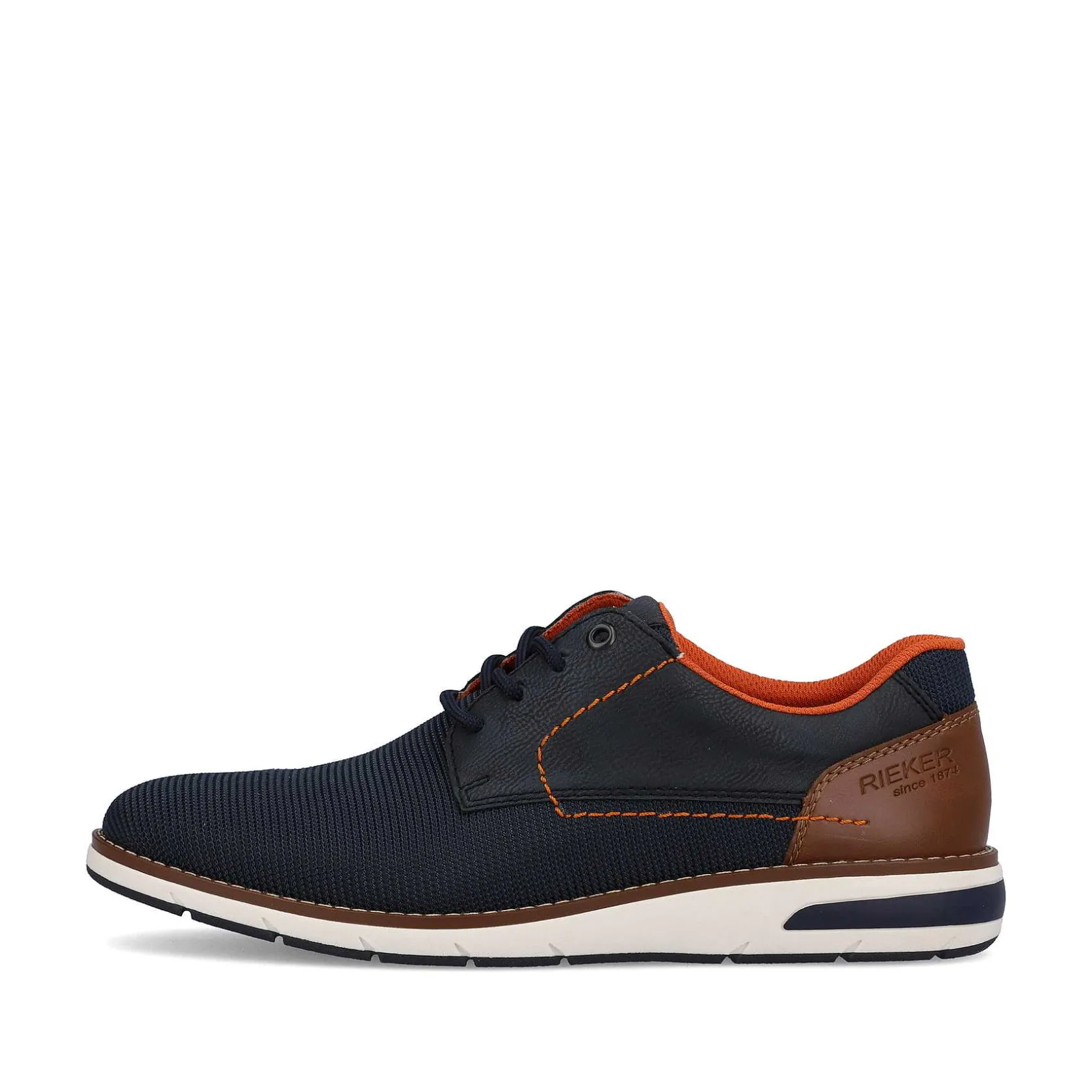 Rieker Business Shoes-Men'S Lace-Up Shoes Navy Blue-Orange