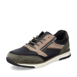 Rieker Sneakers-Men'S Low Sneaker Black-Beige-Green