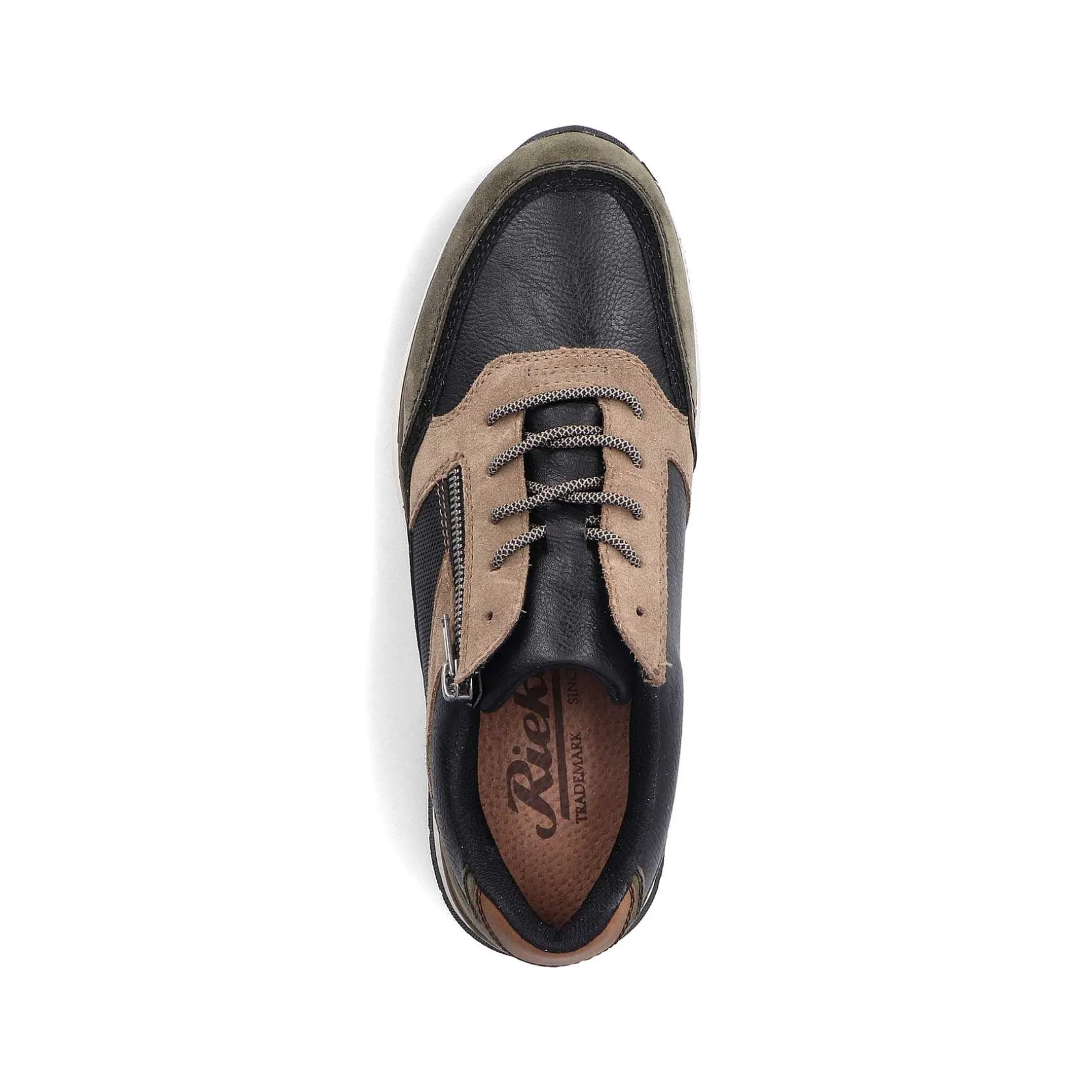 Rieker Sneakers-Men'S Low Sneaker Black-Beige-Green