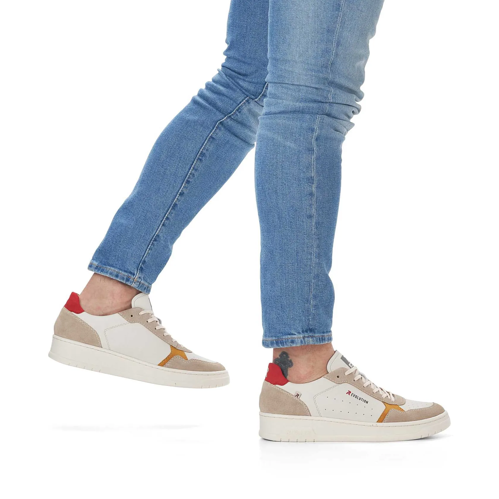 Rieker Sporty Styles-Men'S Low Sneaker Vanilla-White Clay-Beige
