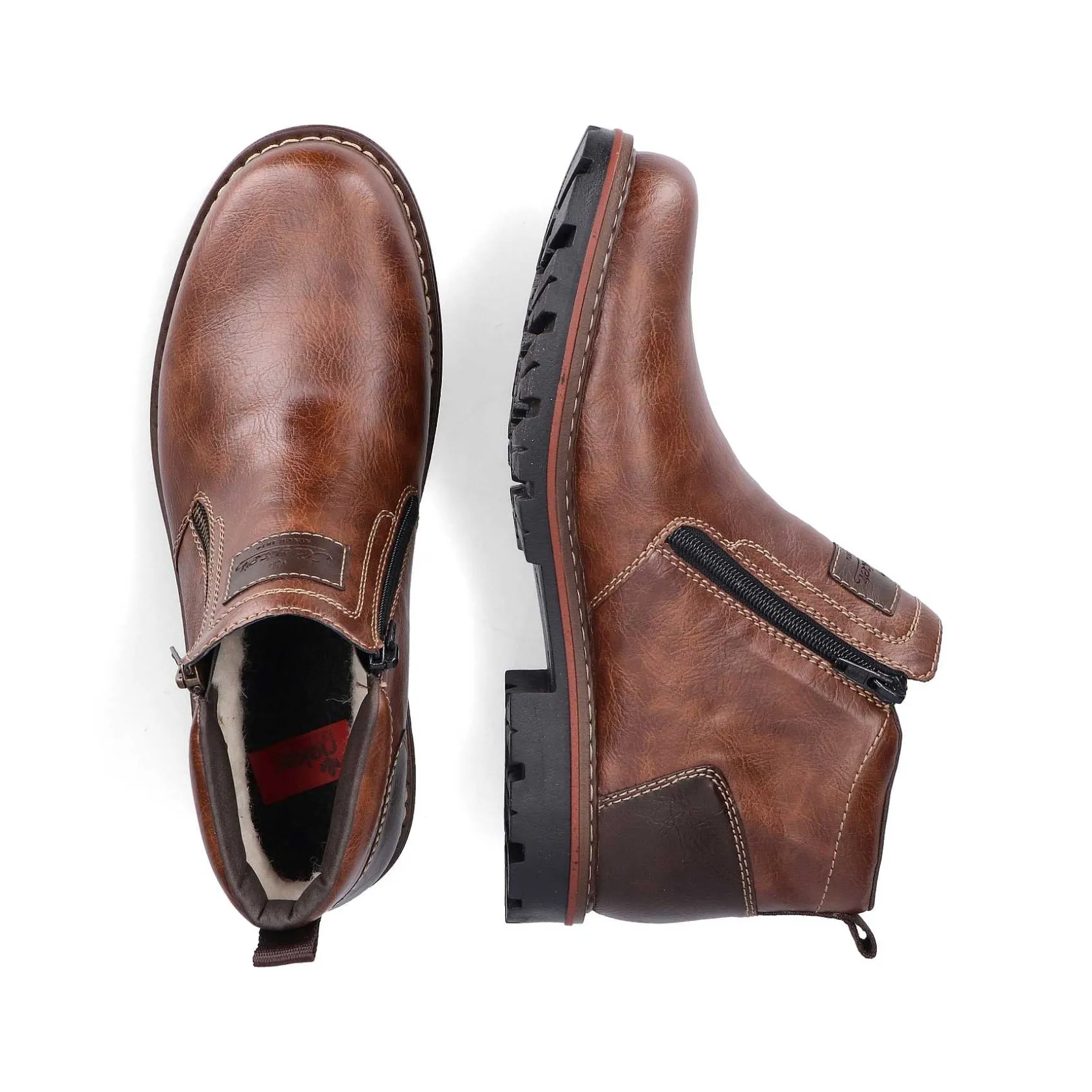 Rieker Boots-Men'S Short Boots Coffee Brown