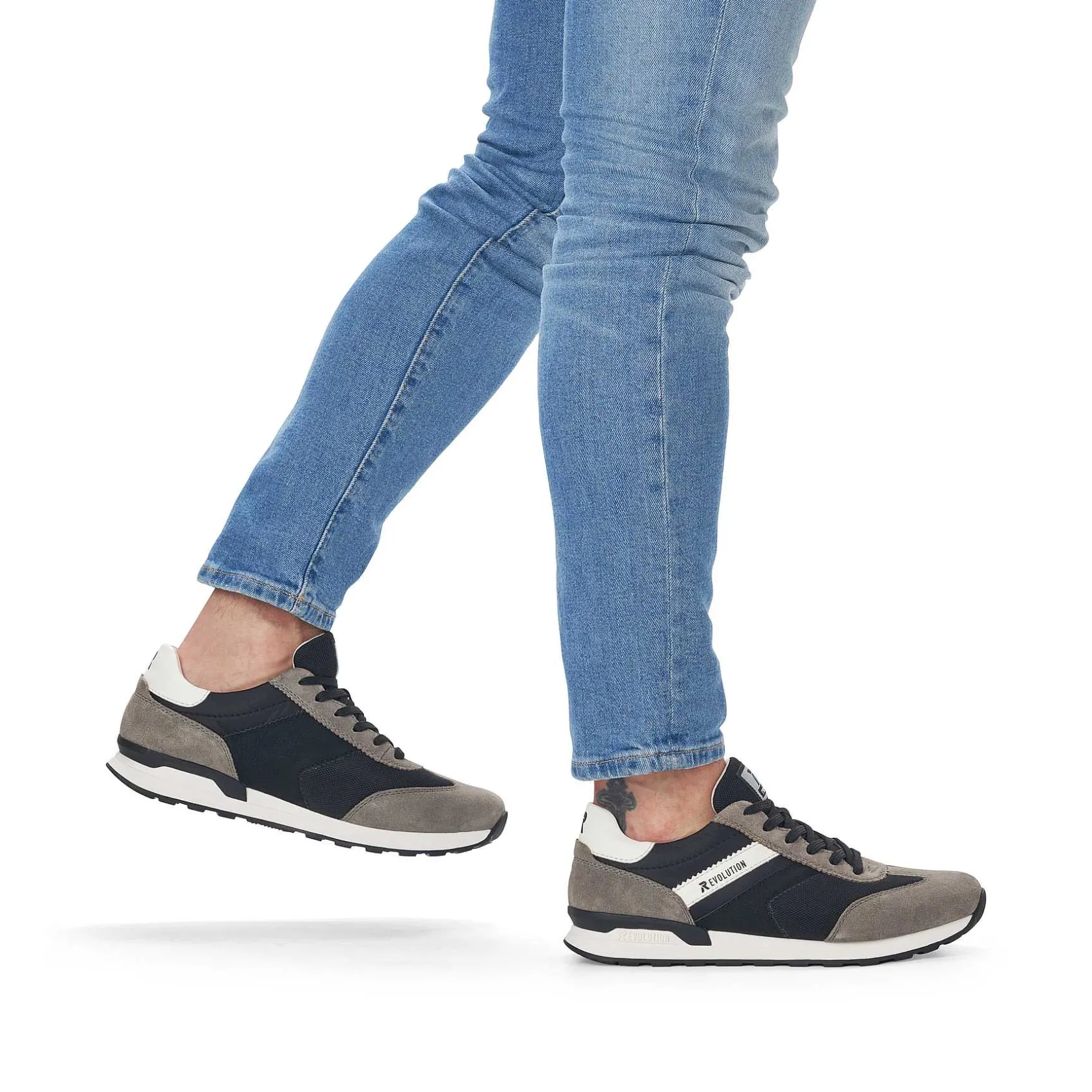 Rieker Sneakers-Men'S Sneaker Low Deep-Black Stone-Grey