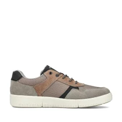 Rieker Business Shoes-Men'S Sneaker Low Platinum Gray-Nut Brown