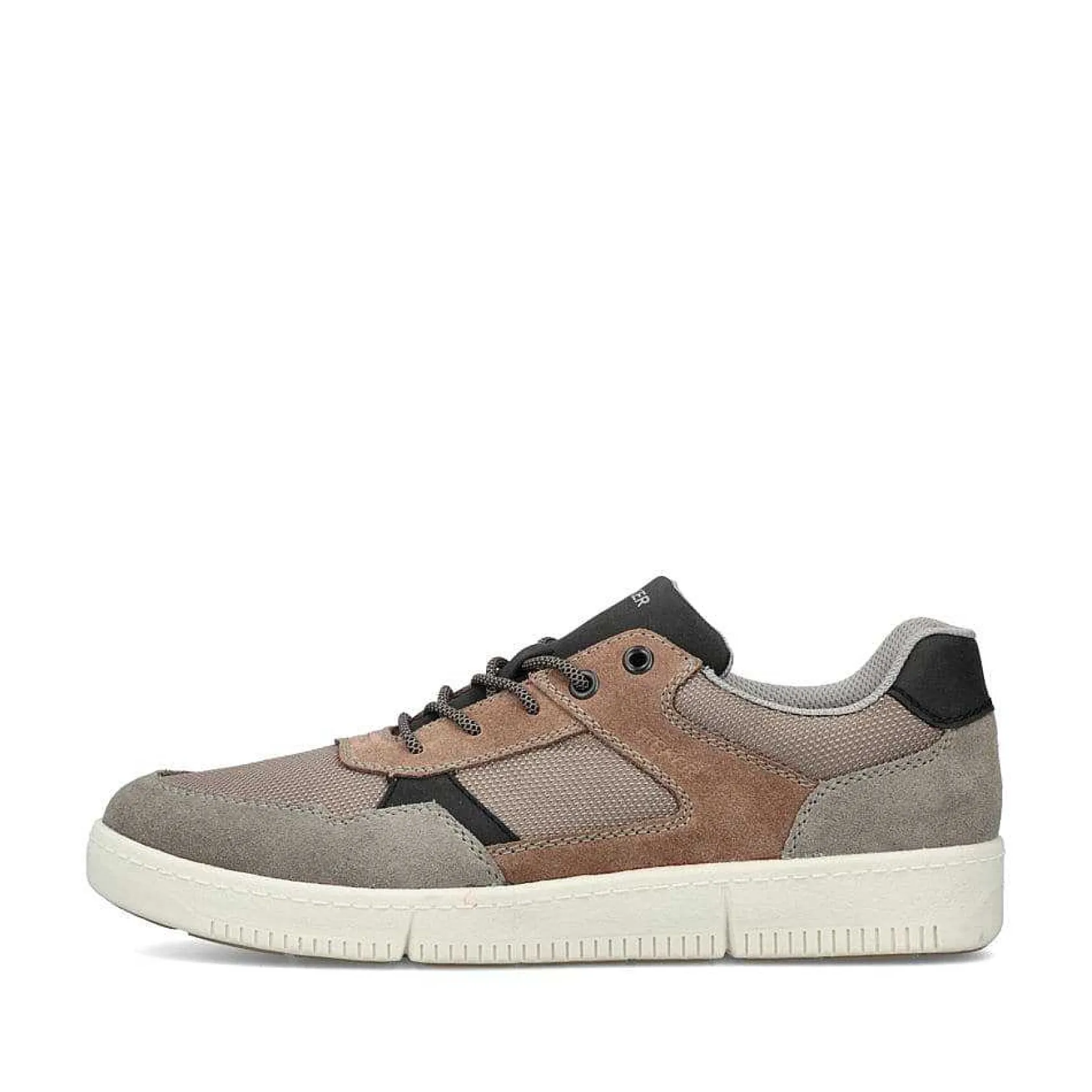 Rieker Business Shoes-Men'S Sneaker Low Platinum Gray-Nut Brown