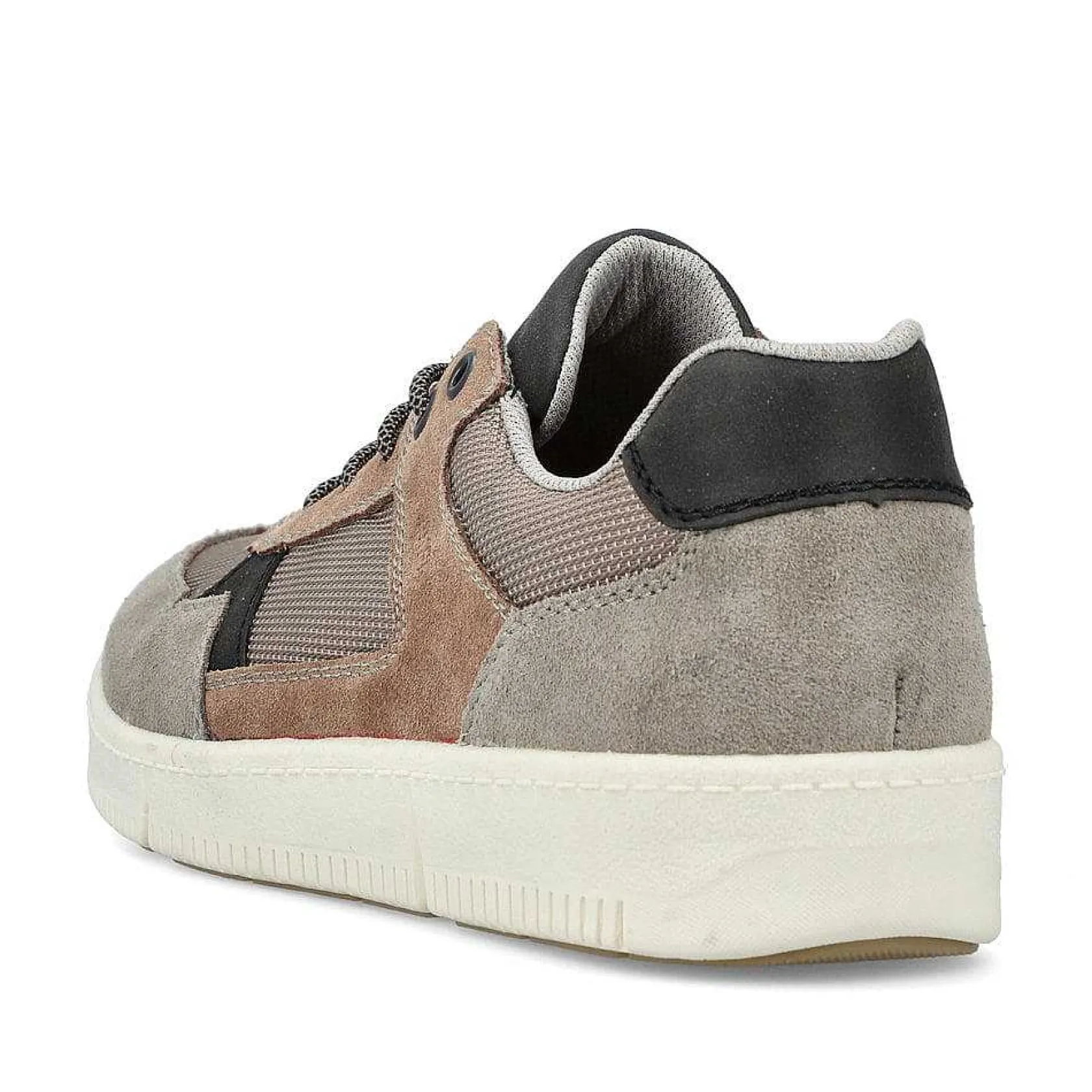 Rieker Business Shoes-Men'S Sneaker Low Platinum Gray-Nut Brown