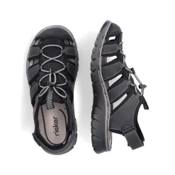 Rieker Summer Shoes-Men'S Trekking Sandals Graphite Black