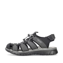 Rieker Summer Shoes-Men'S Trekking Sandals Graphite Black