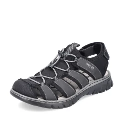 Rieker Summer Shoes-Men'S Trekking Sandals Graphite Black