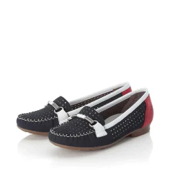 Rieker Low Shoes & Slippers-Women'S Ballerinas Ocean Blue-Fire Red