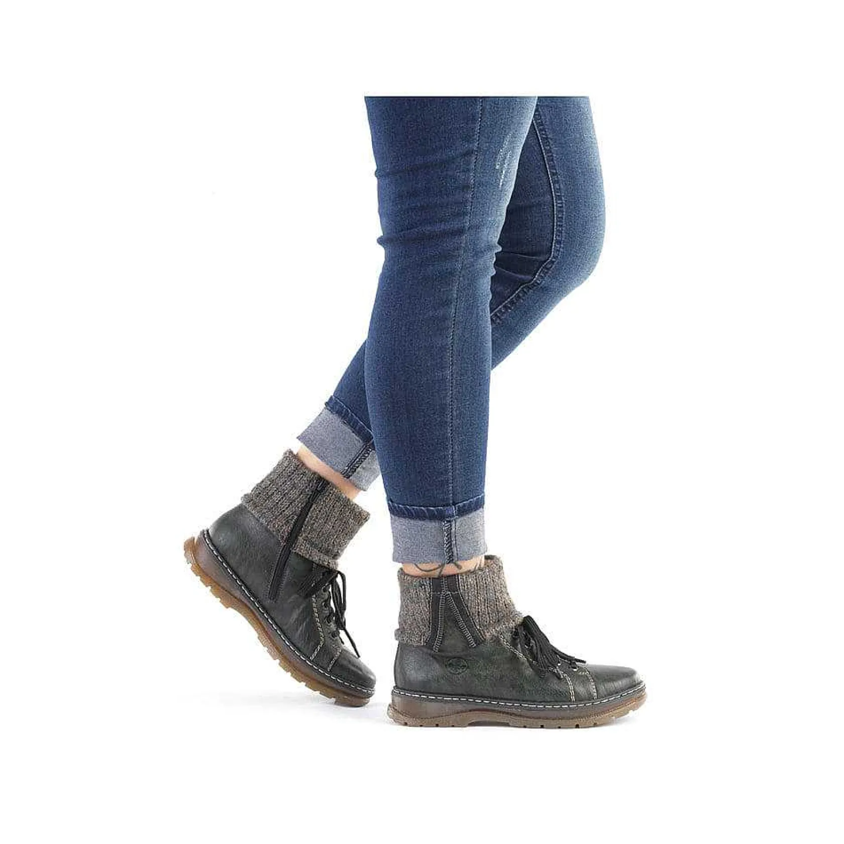 Rieker Ankle Boots & Boots-Women'S Corded Boots In Green Grey