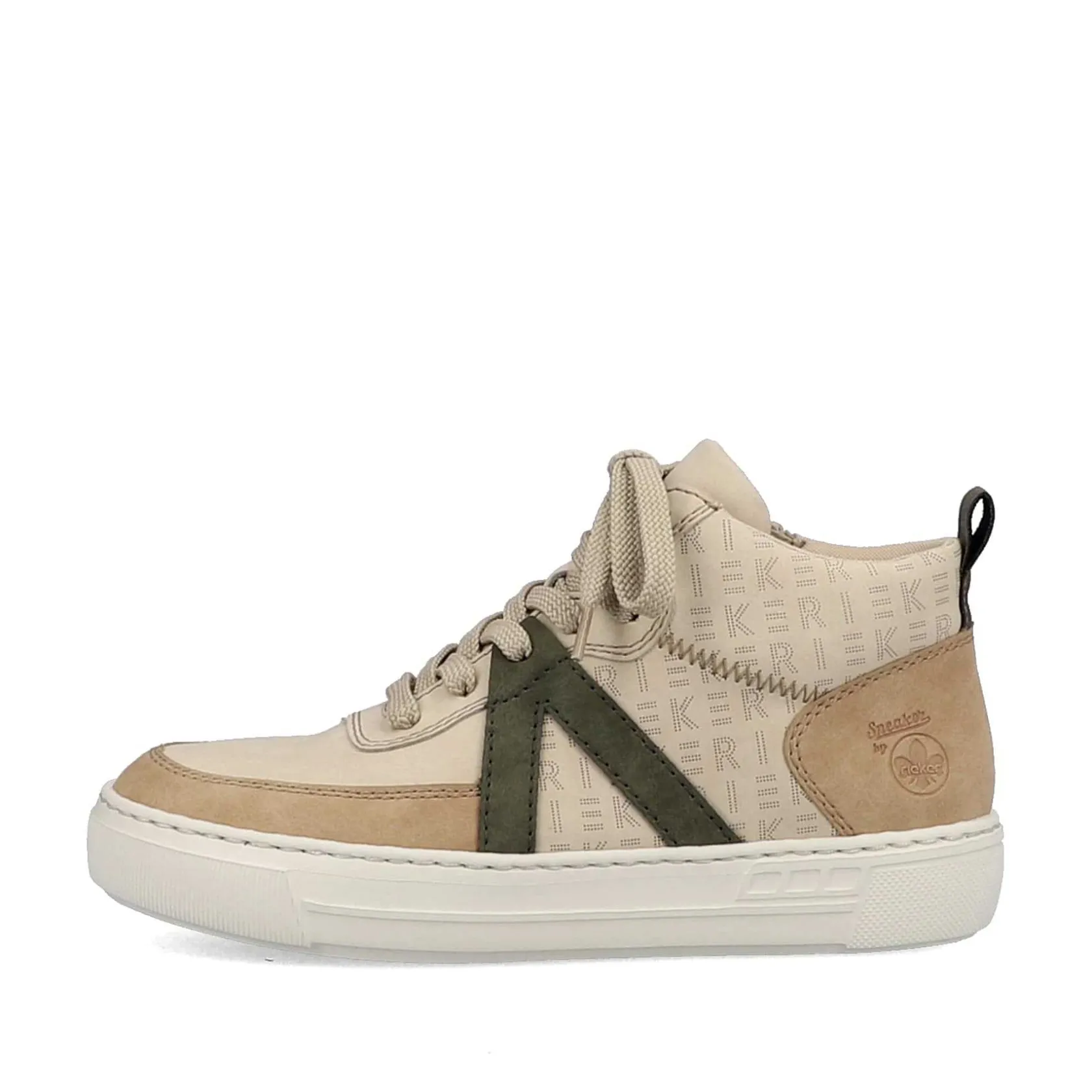 Rieker Sneakers-Women'S High Sneaker Cream Beige-Khaki Green