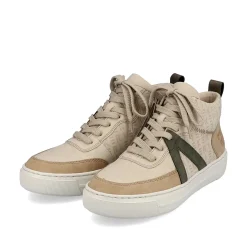 Rieker Sneakers-Women'S High Sneaker Cream Beige-Khaki Green