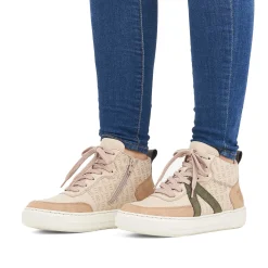 Rieker Sneakers-Women'S High Sneaker Cream Beige-Khaki Green