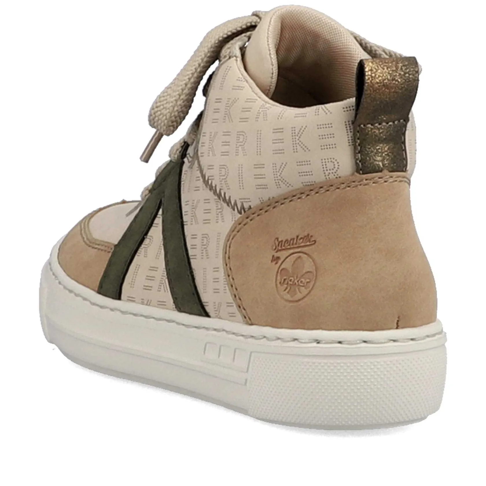 Rieker Sneakers-Women'S High Sneaker Cream Beige-Khaki Green