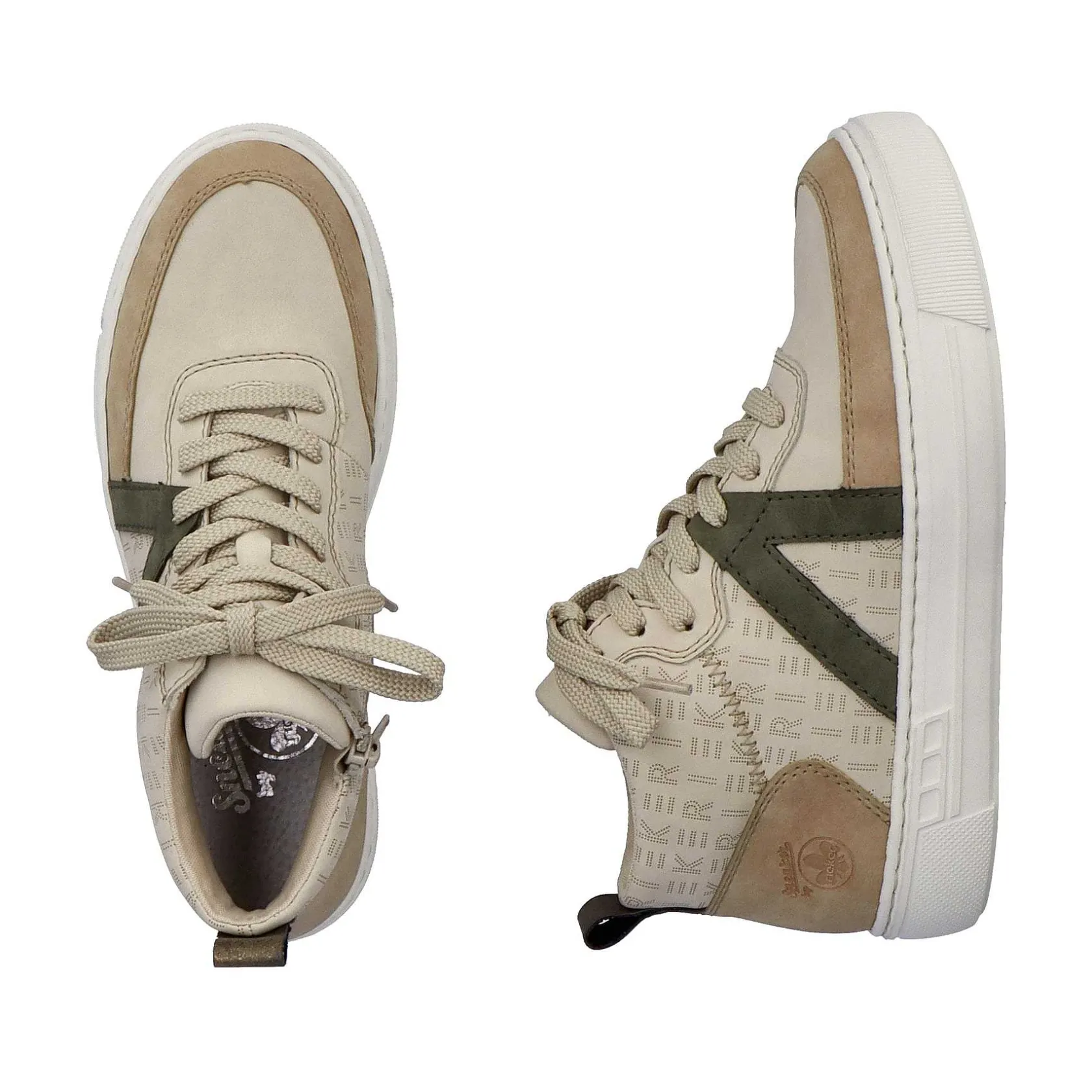 Rieker Sneakers-Women'S High Sneaker Cream Beige-Khaki Green