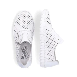 Rieker Summer Shoes-Women'S Laced Shoes Pearl White