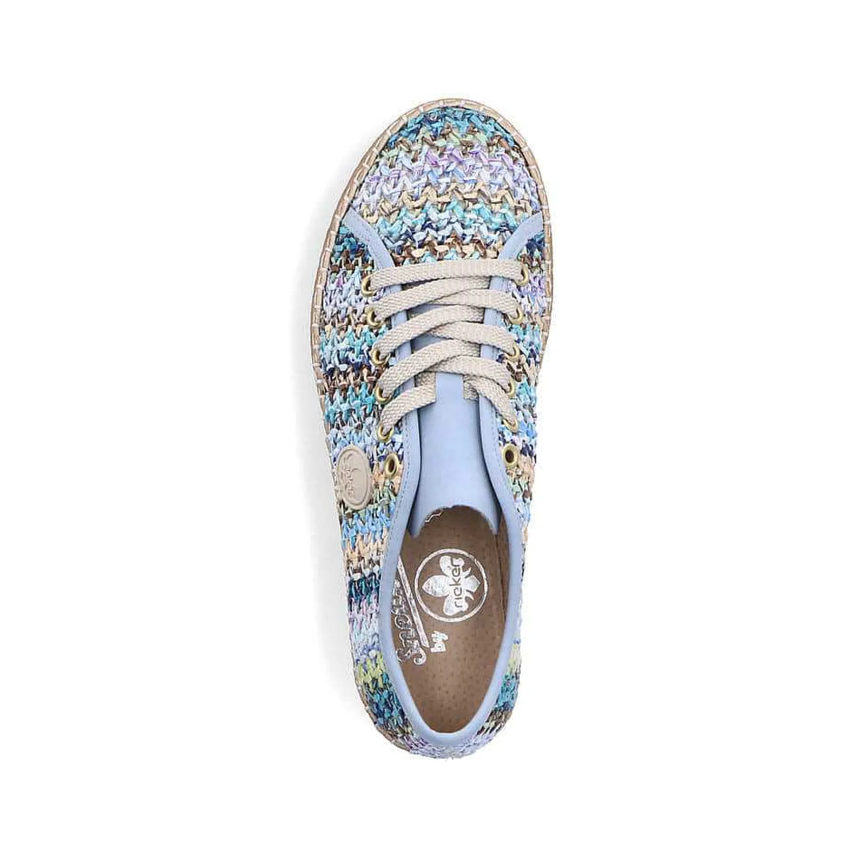 Rieker Summer Shoes-Women'S Lace-Up Shoes Multi-Sky Blue
