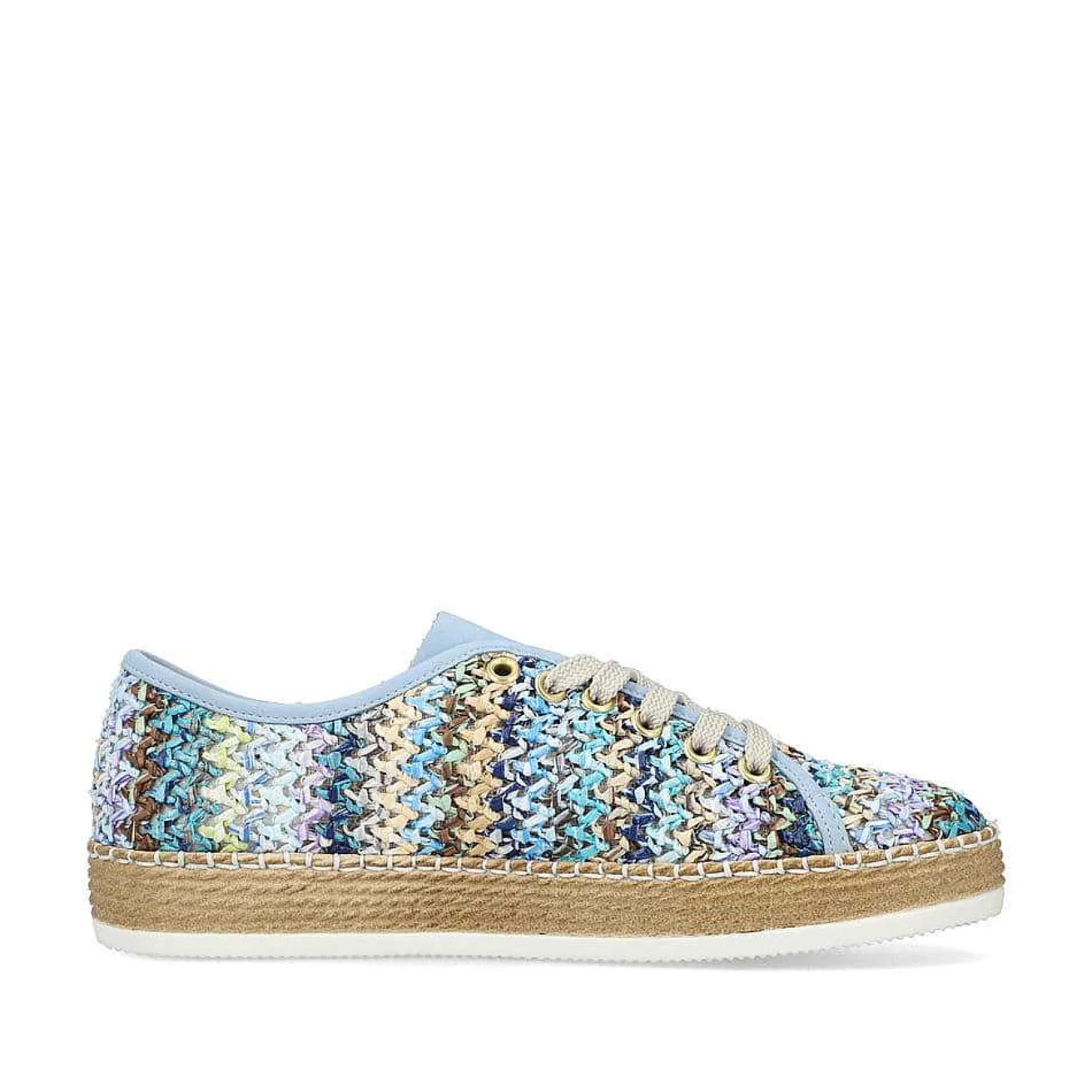 Rieker Summer Shoes-Women'S Lace-Up Shoes Multi-Sky Blue