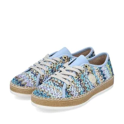 Rieker Summer Shoes-Women'S Lace-Up Shoes Multi-Sky Blue