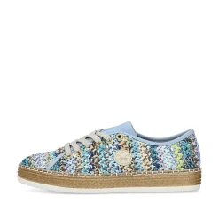 Rieker Summer Shoes-Women'S Lace-Up Shoes Multi-Sky Blue