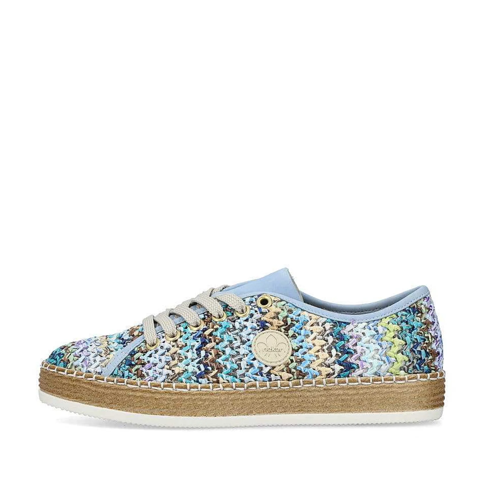 Rieker Summer Shoes-Women'S Lace-Up Shoes Multi-Sky Blue