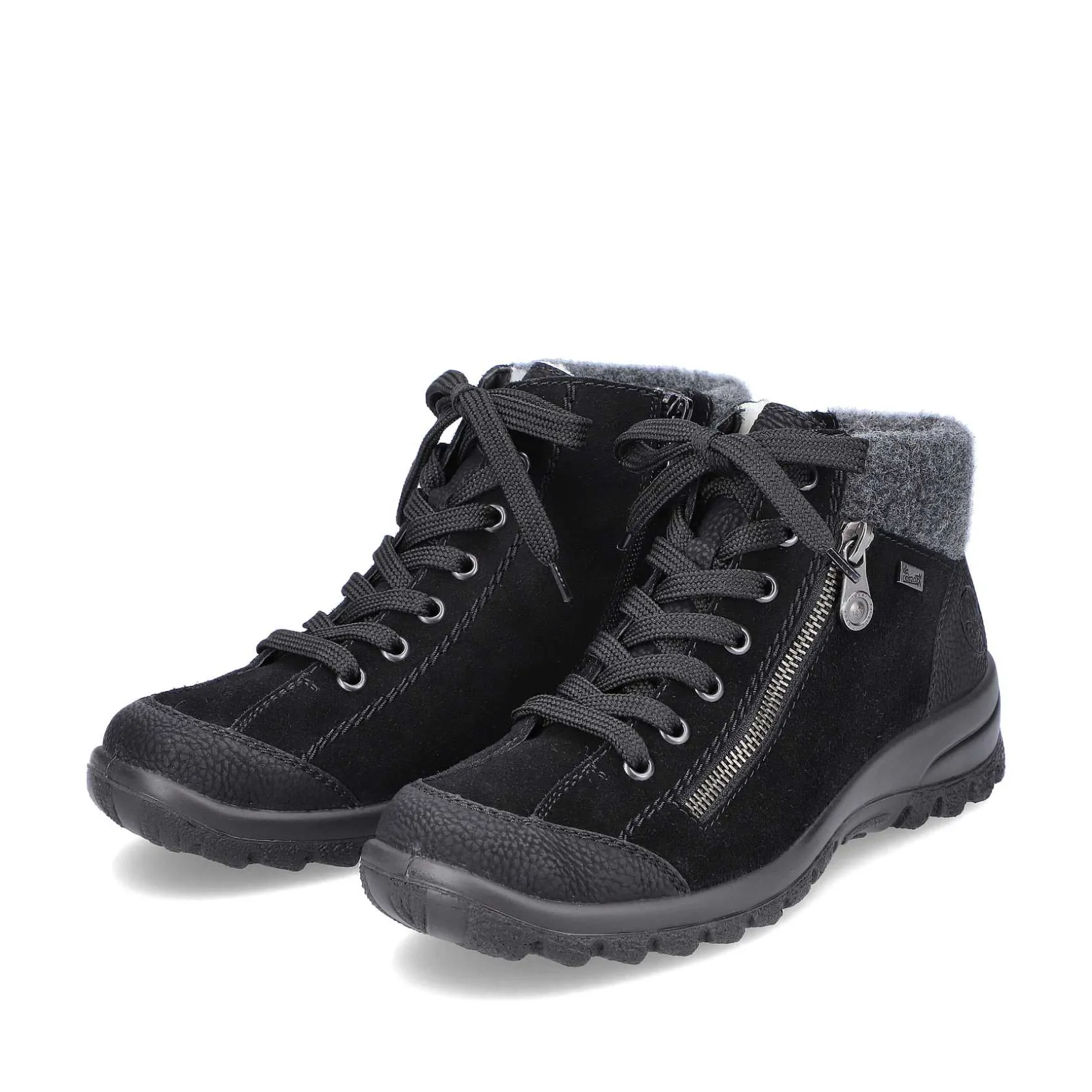 Rieker Low Shoes & Slippers-Women'S Lace-Up Shoes Graphite Black