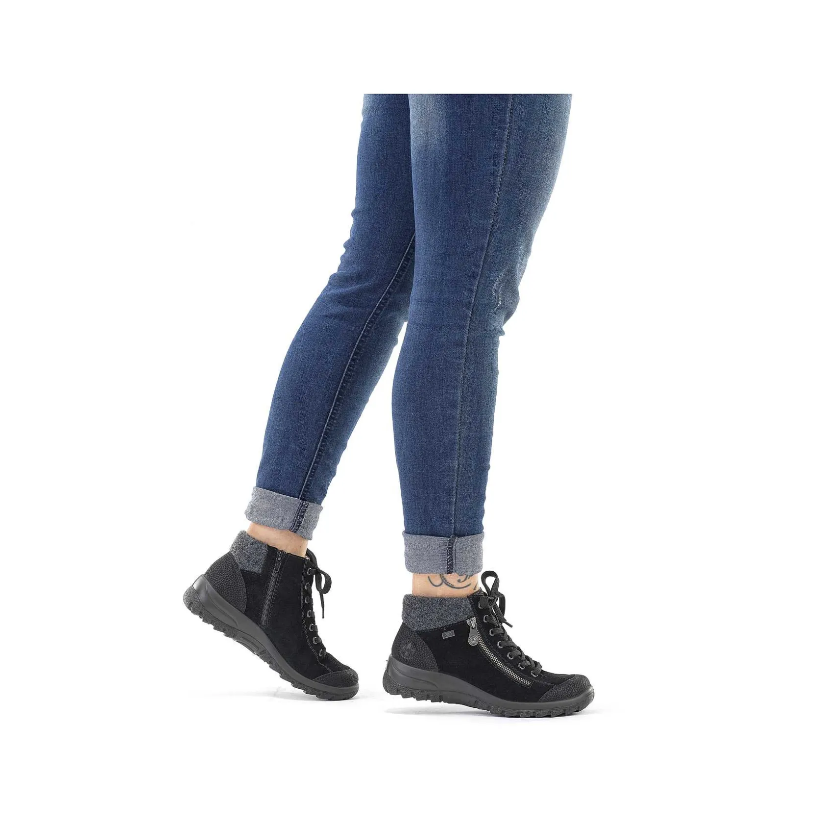 Rieker Low Shoes & Slippers-Women'S Lace-Up Shoes Graphite Black