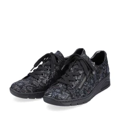 Rieker Low Shoes & Slippers-Women'S Lace-Up Shoes Black Metallic