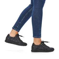 Rieker Low Shoes & Slippers-Women'S Lace-Up Shoes Black Metallic