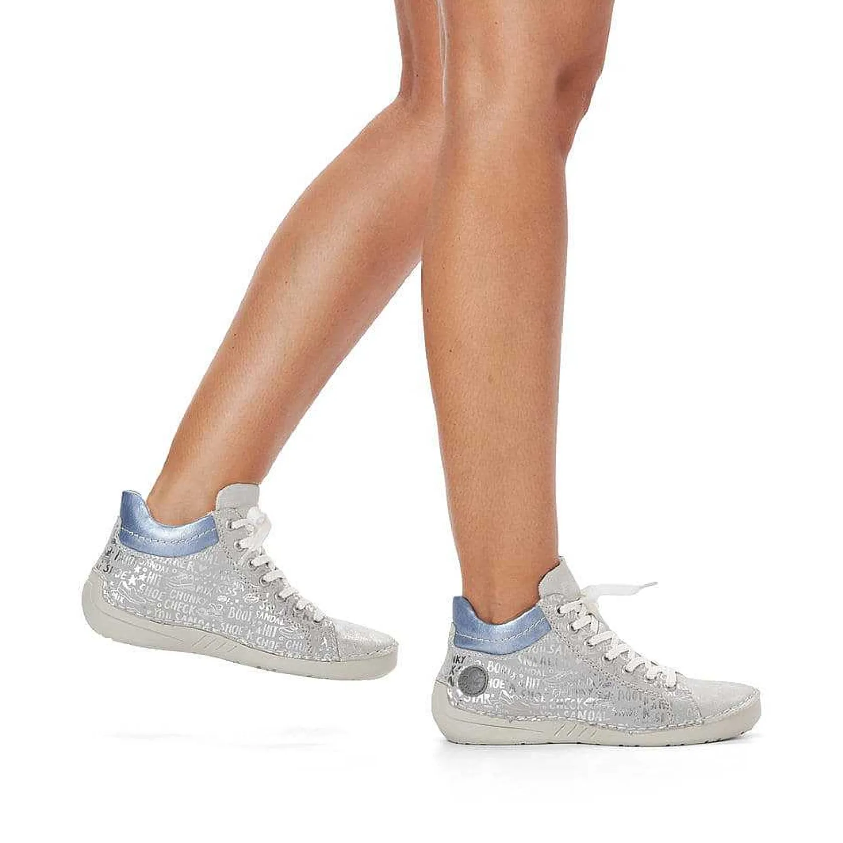 Rieker Low Shoes & Slippers-Women'S Lace-Up Shoes Silver Gray-Sky Blue