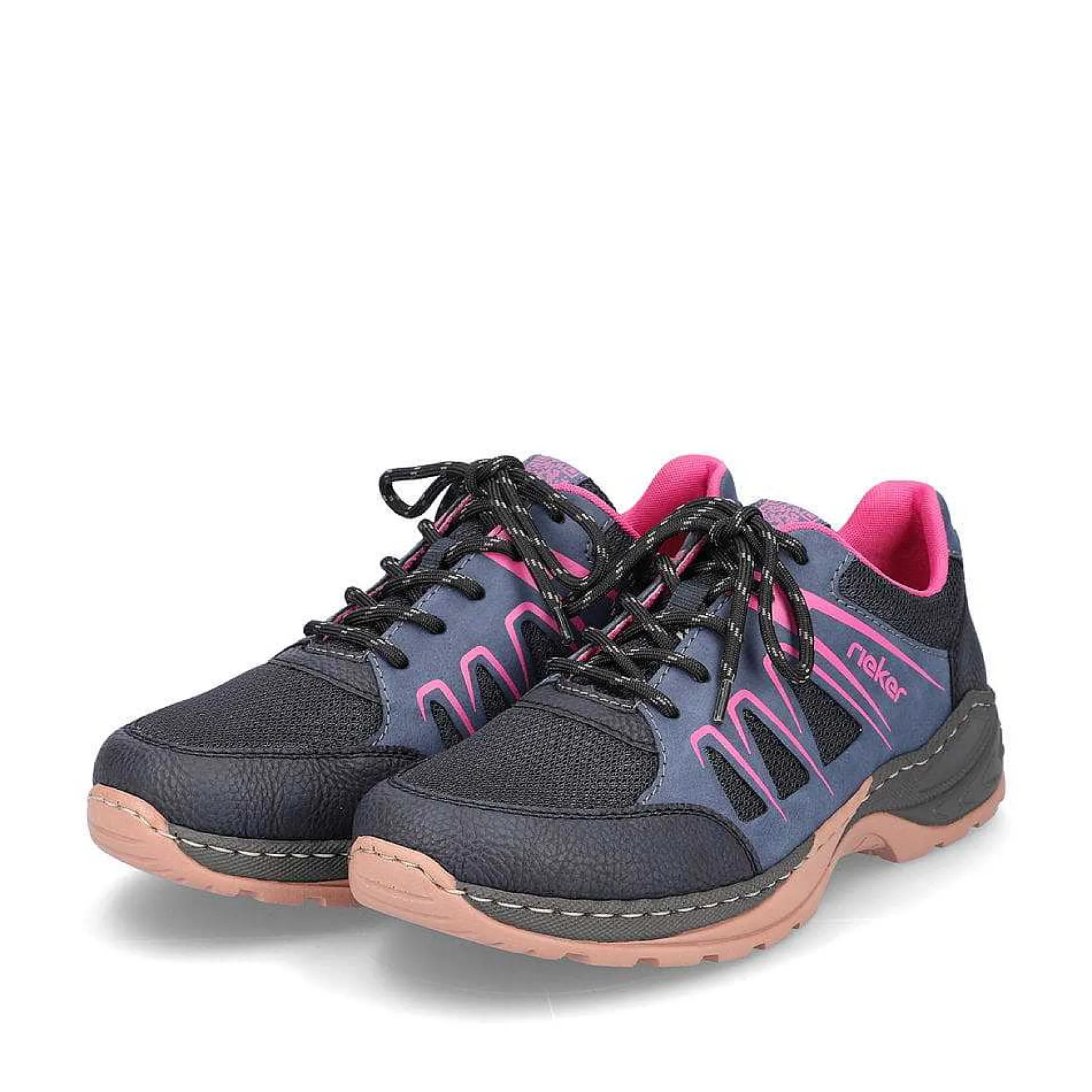Rieker Low Shoes & Slippers-Women'S Lace-Up Shoes Navy Blue-Raspberry Red