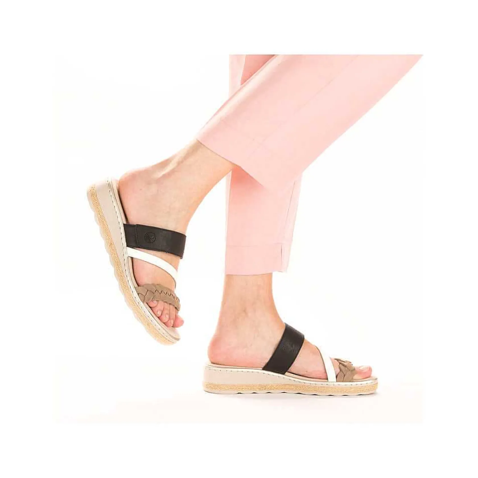 Rieker Mules & Slippers-Women'S Mules Brown Beige-Cream White-Black