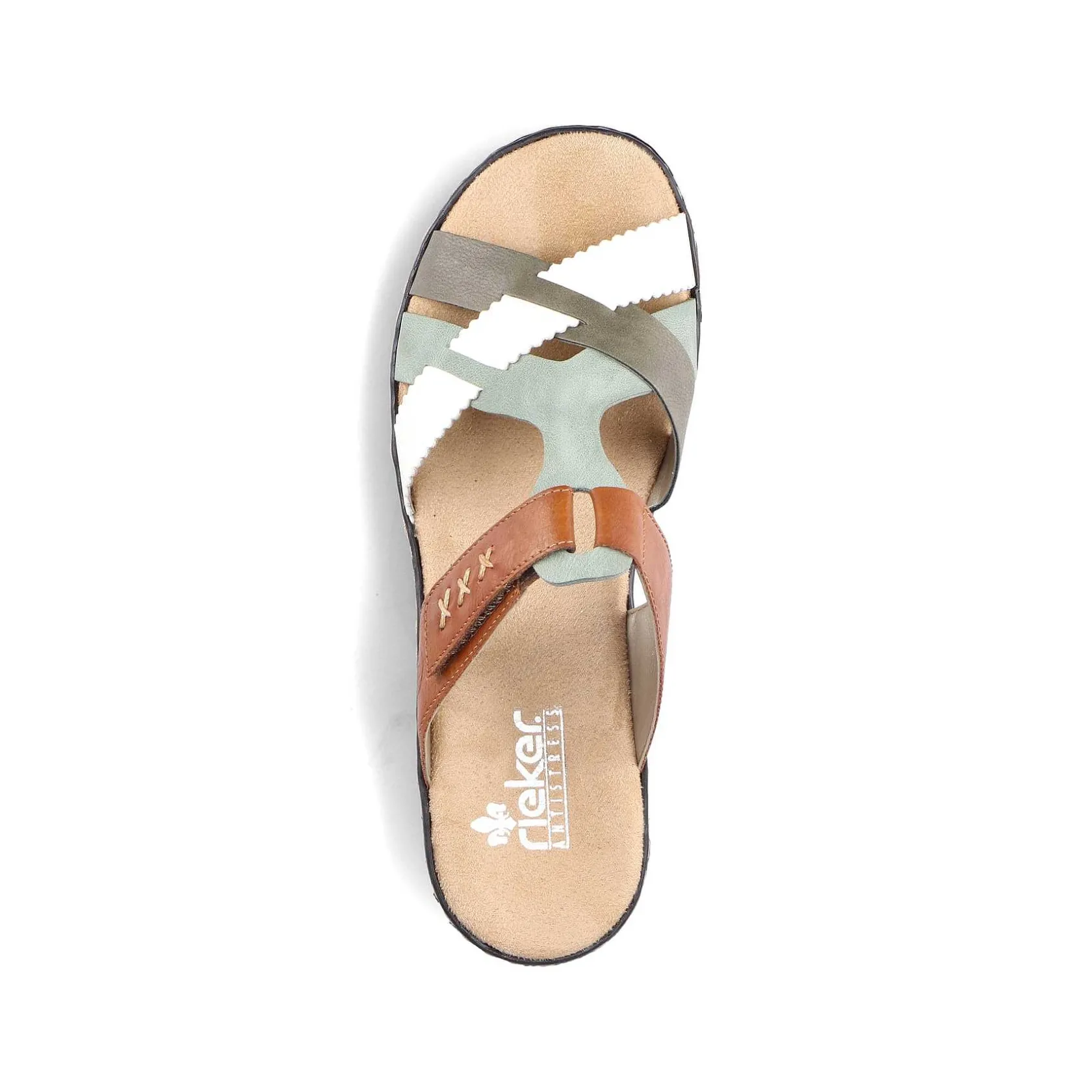 Rieker Mules & Slippers-Women'S Mules Chocolate Brown-Mint Green-White