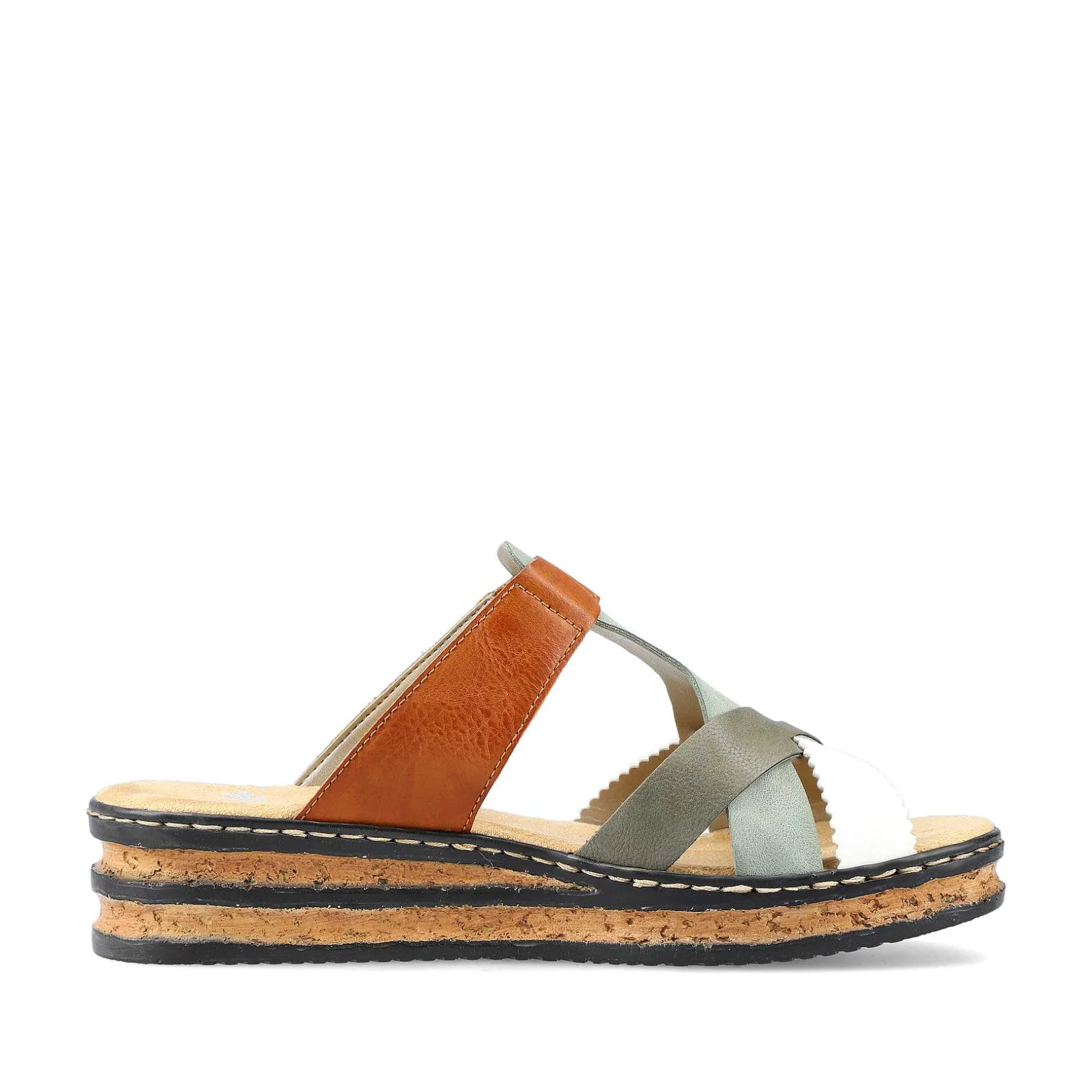 Rieker Mules & Slippers-Women'S Mules Chocolate Brown-Mint Green-White