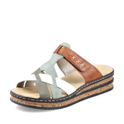 Rieker Mules & Slippers-Women'S Mules Chocolate Brown-Mint Green-White