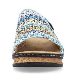 Rieker Summer Shoes-Women'S Mules Multi-Sky Blue