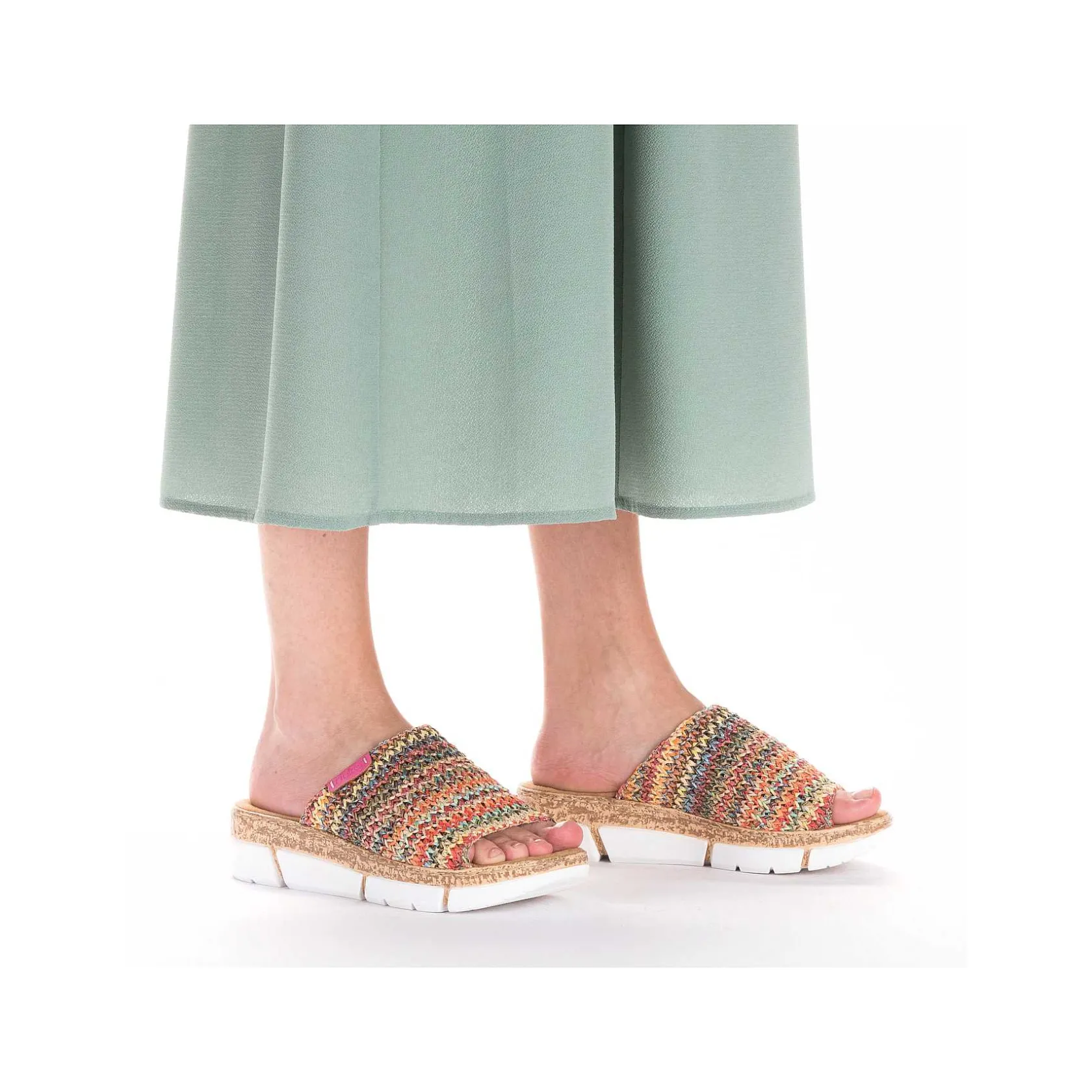 Rieker Summer Shoes-Women'S Mules Multi-Light Brown