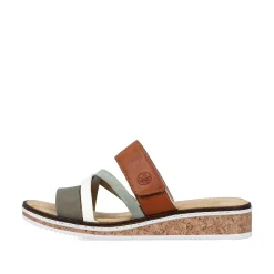 Rieker Mules & Slippers-Women'S Mules Olive Green-Brown-White