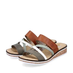 Rieker Mules & Slippers-Women'S Mules Olive Green-Brown-White