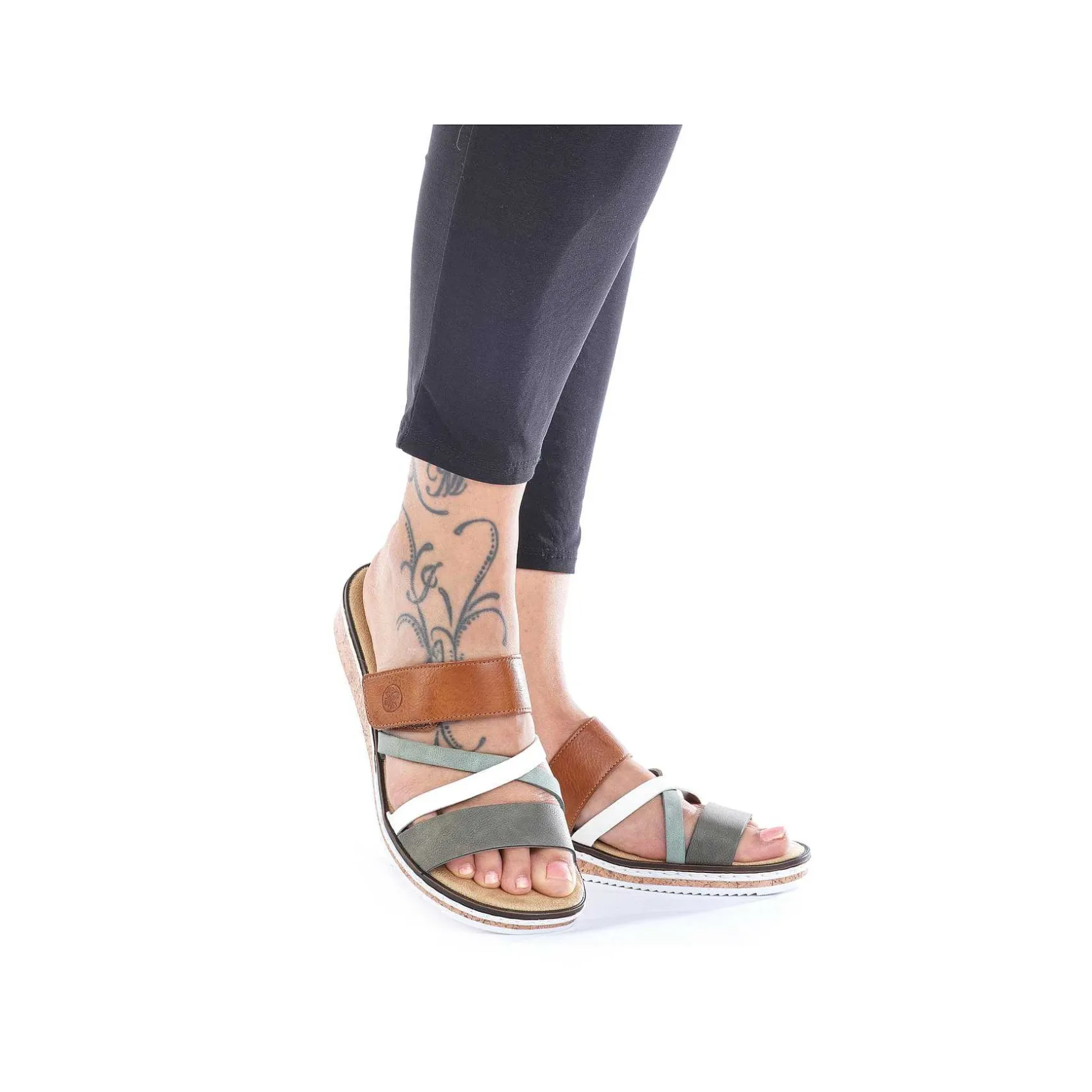 Rieker Mules & Slippers-Women'S Mules Olive Green-Brown-White