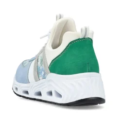 Rieker Colorful Styles-Women'S Slippers Baby Blue-Cream White