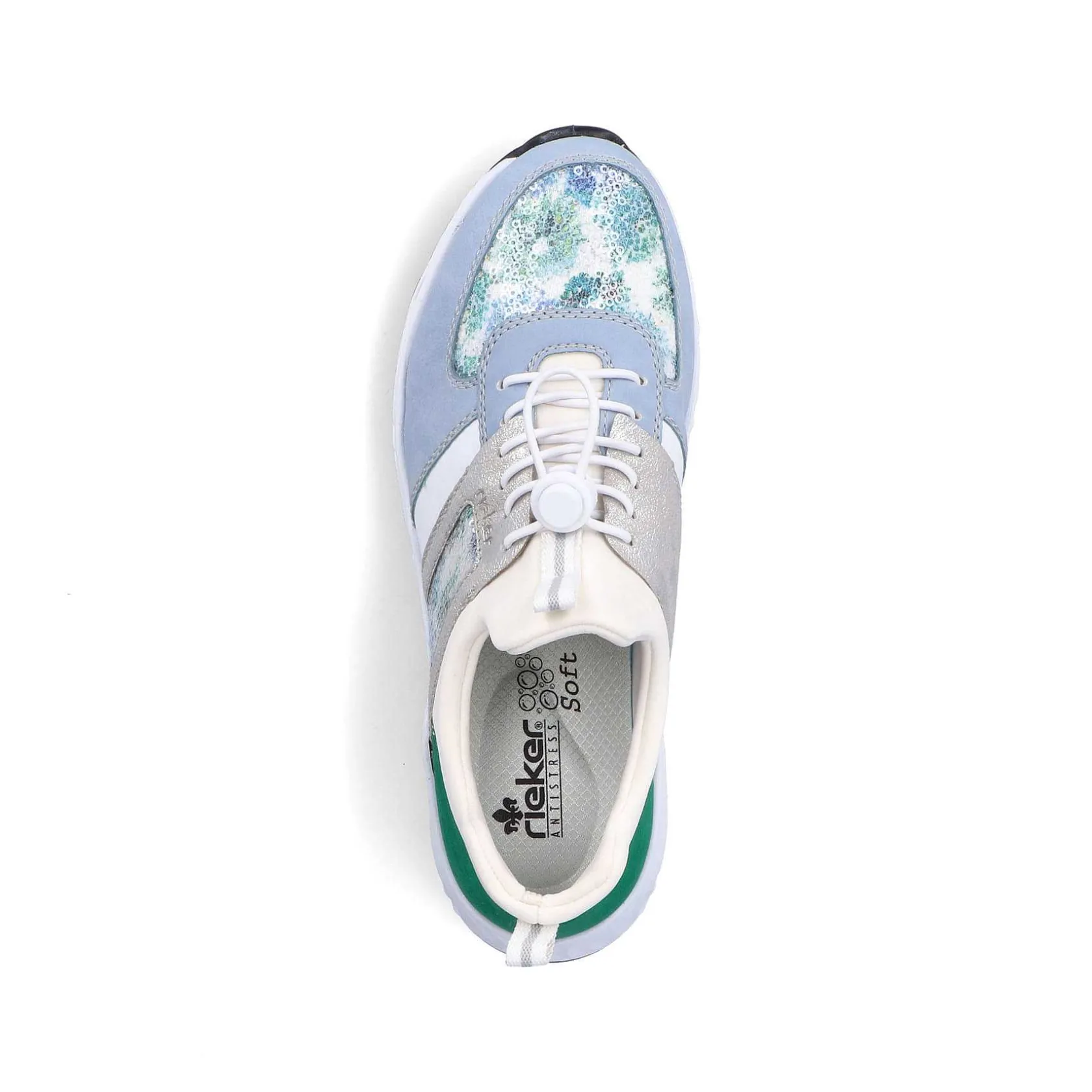 Rieker Colorful Styles-Women'S Slippers Baby Blue-Cream White