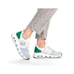 Rieker Colorful Styles-Women'S Slippers Baby Blue-Cream White