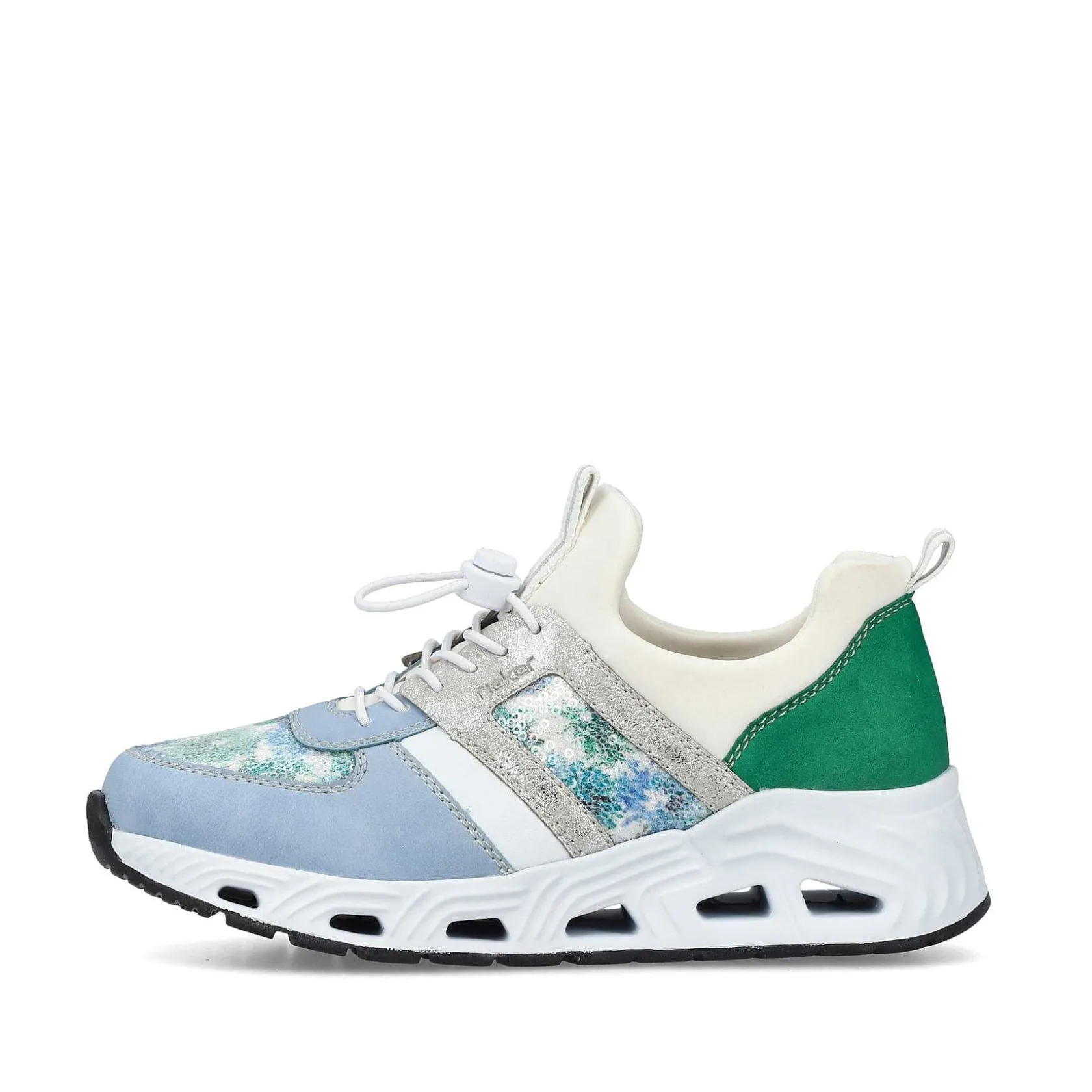 Rieker Colorful Styles-Women'S Slippers Baby Blue-Cream White